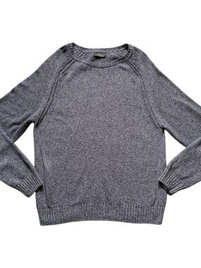 ZARA Men’s Marled Knit Raglan Sweater Blue Grey Size XL Heavyweight Crewneck